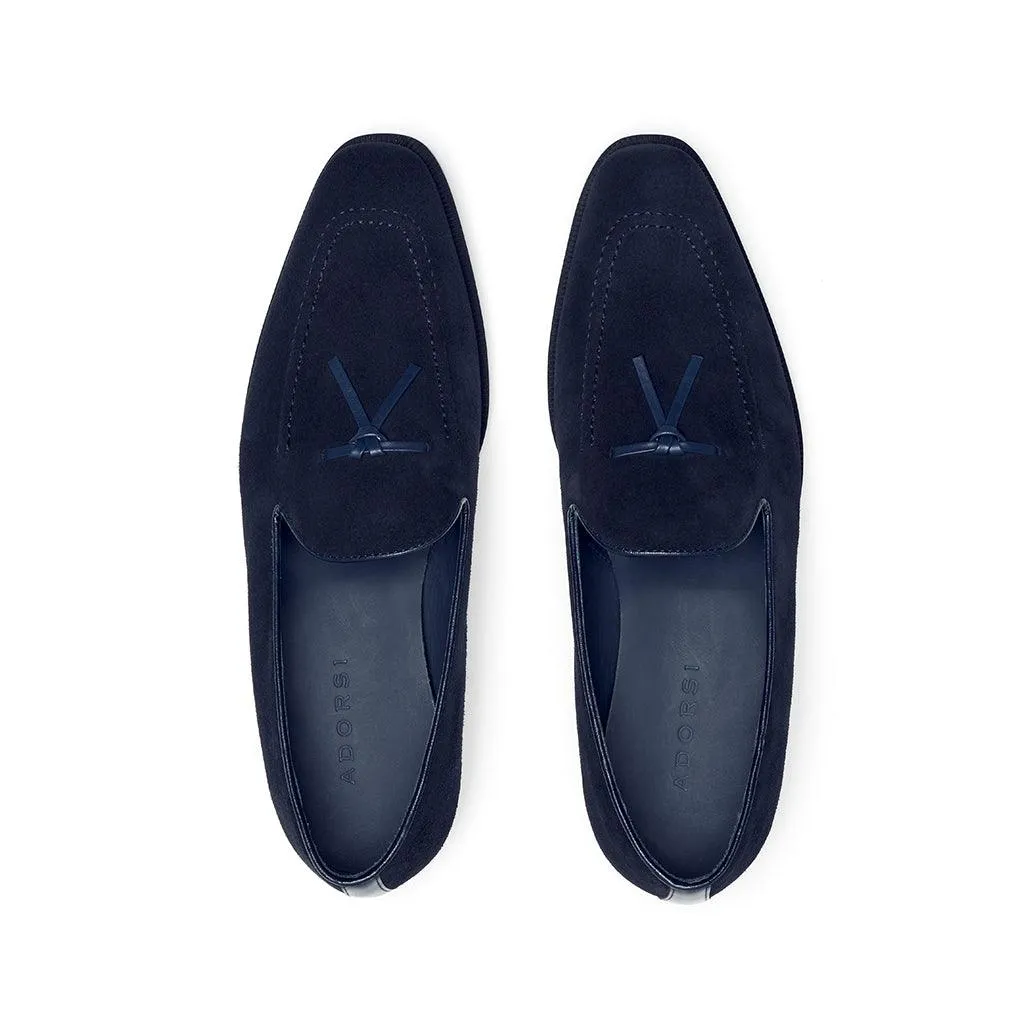 Navy Suede Belgian Loafer