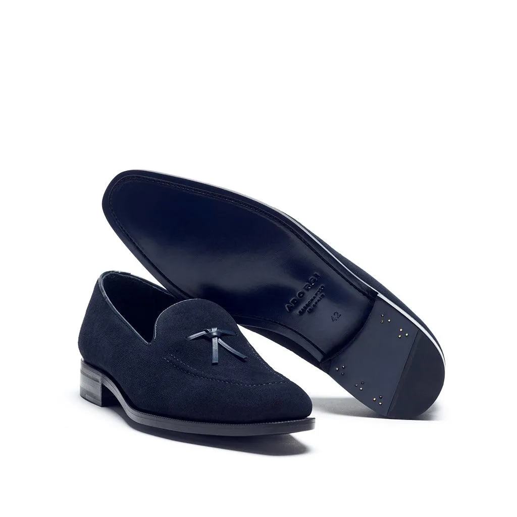 Navy Suede Belgian Loafer