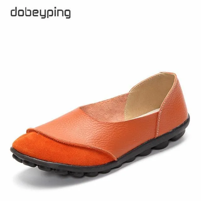 New Women's Casual Shoes Soft Genuine Leather Female Flats Non-Slip Woman Loafers
