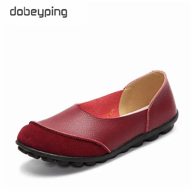 New Women's Casual Shoes Soft Genuine Leather Female Flats Non-Slip Woman Loafers