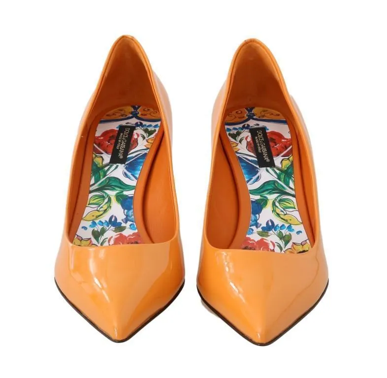 Orange Patent Leather Pumps