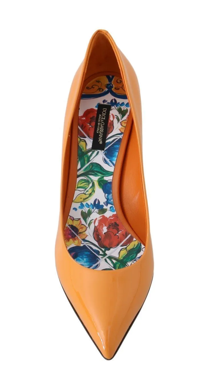 Orange Patent Leather Pumps