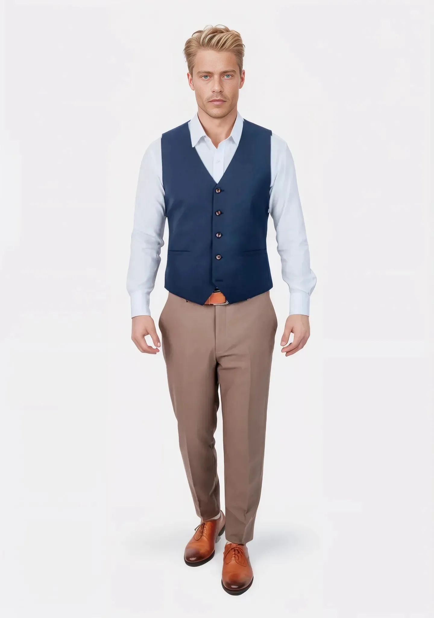 Oxford Blue Sharkskin Vest