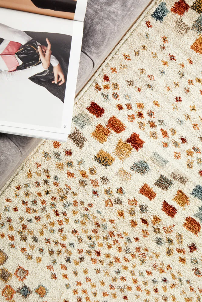 Oxford Squares Bone Runner Rug