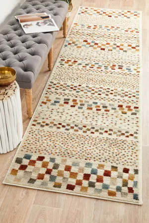 Oxford Squares Bone Runner Rug