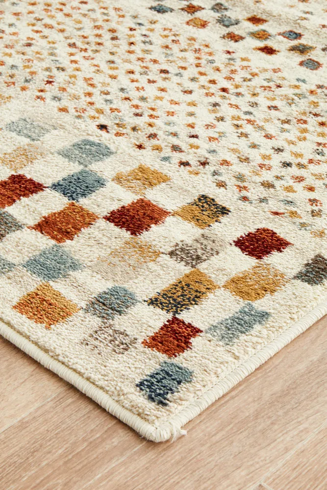 Oxford Squares Bone Runner Rug