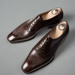 Parisian Dark Brown Leather wingtip Oxfords - Formal Shoes