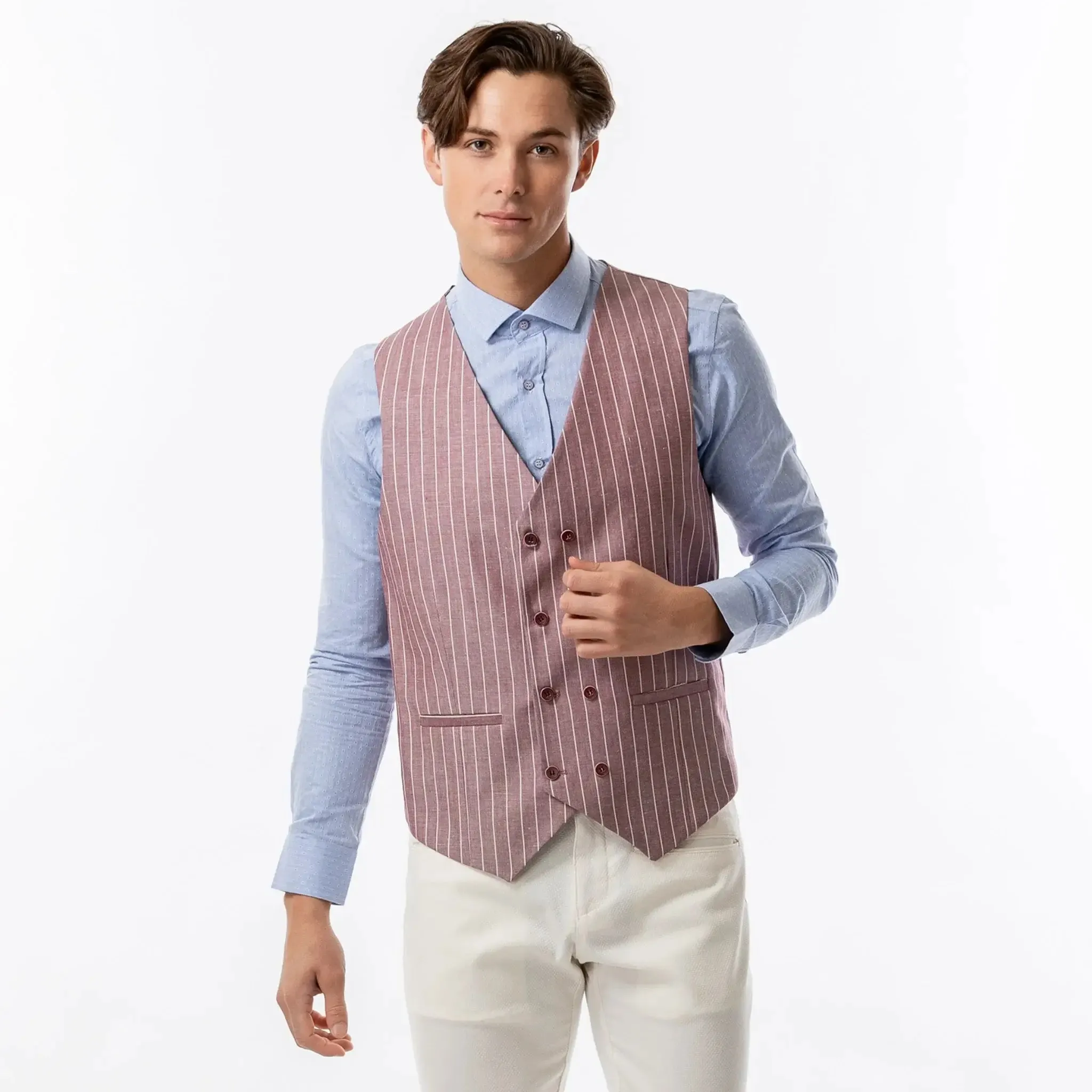 Patterned Slim Dress Shirt Blue