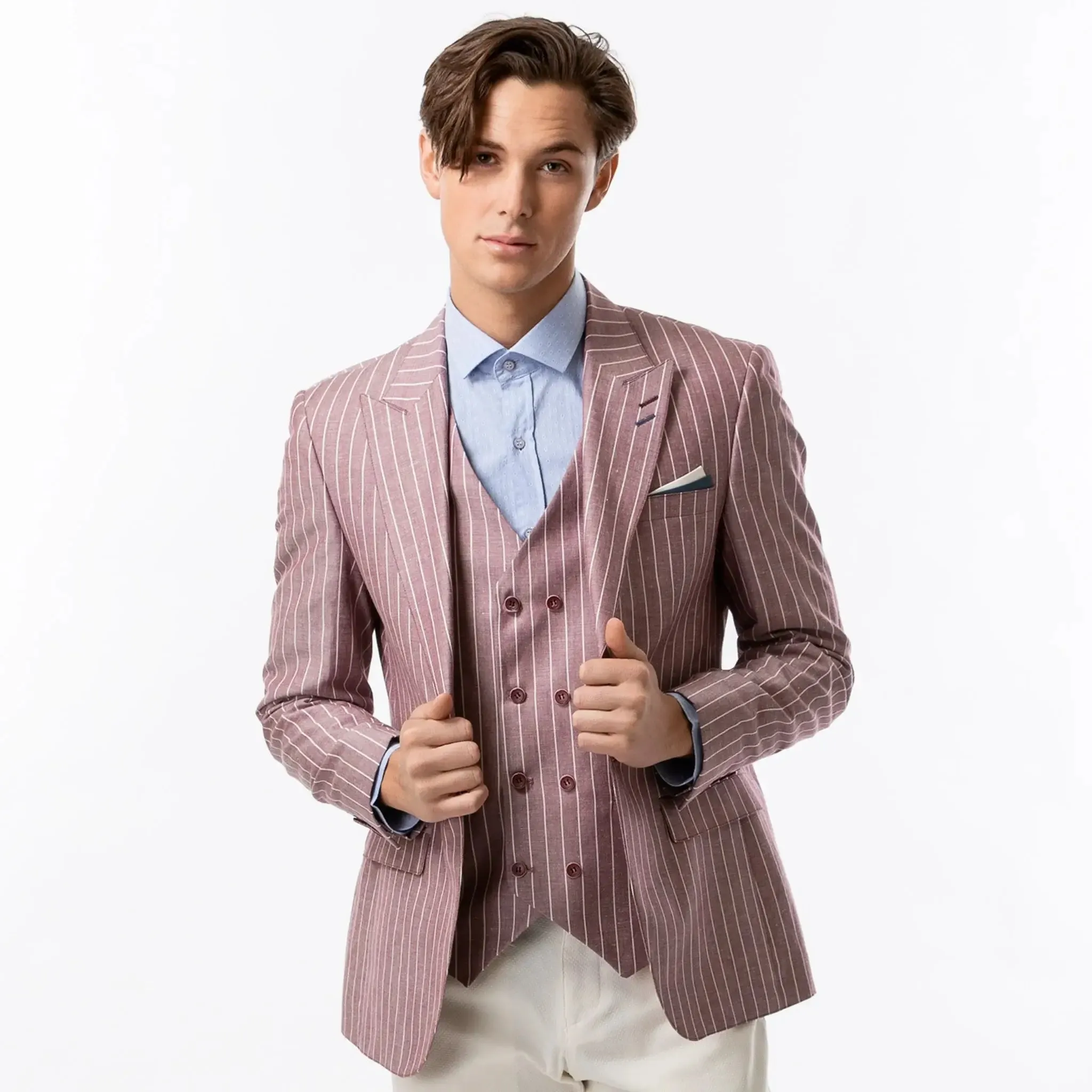 Patterned Slim Dress Shirt Blue