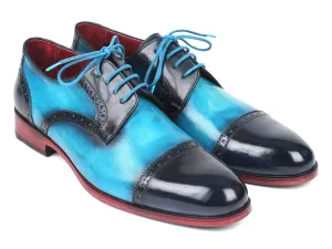 Paul Parkman Blue & Turquoise Cap-Toe Derby