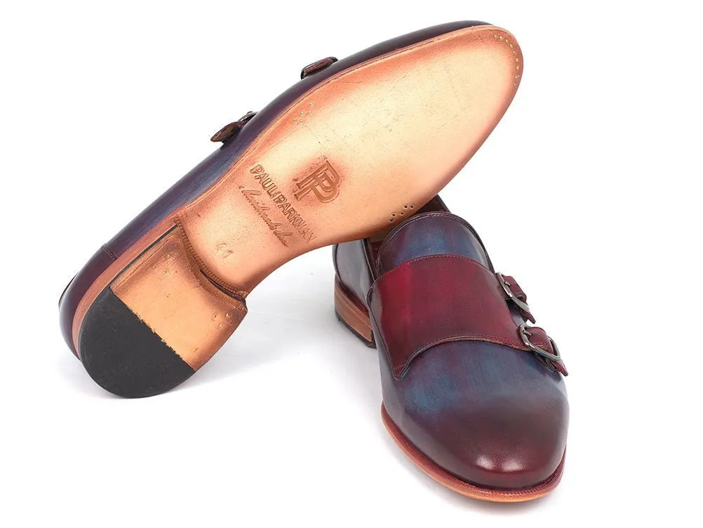 Paul Parkman Bordeaux & Navy Monkstrap Shoes