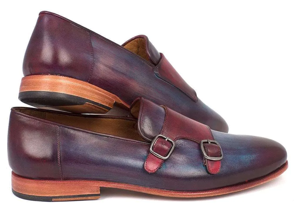 Paul Parkman Bordeaux & Navy Monkstrap Shoes