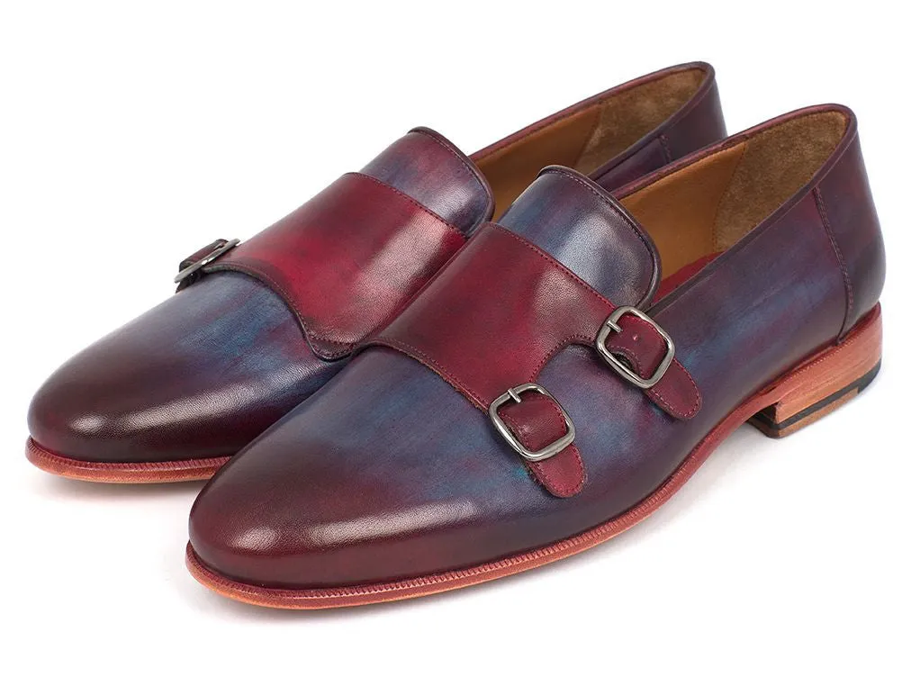 Paul Parkman Bordeaux & Navy Monkstrap Shoes