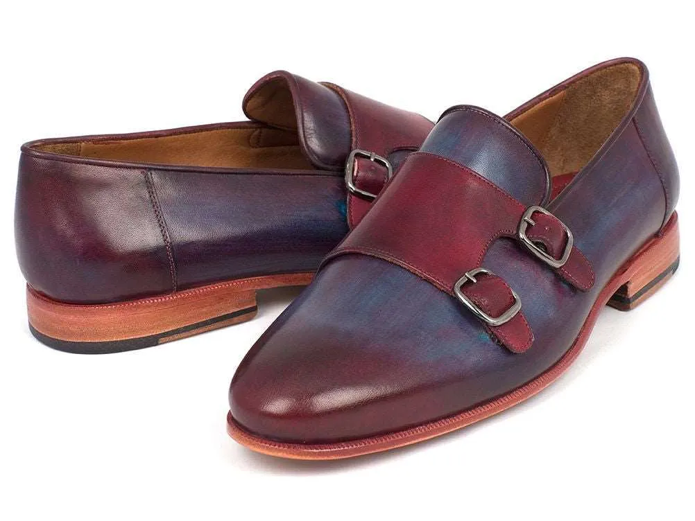 Paul Parkman Bordeaux & Navy Monkstrap Shoes