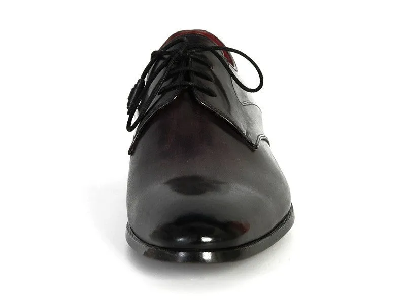 Paul Parkman Men's Black Hand-Painted Derby Shoes