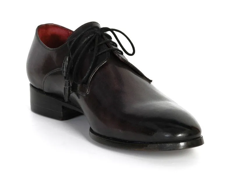 Paul Parkman Men's Black Hand-Painted Derby Shoes