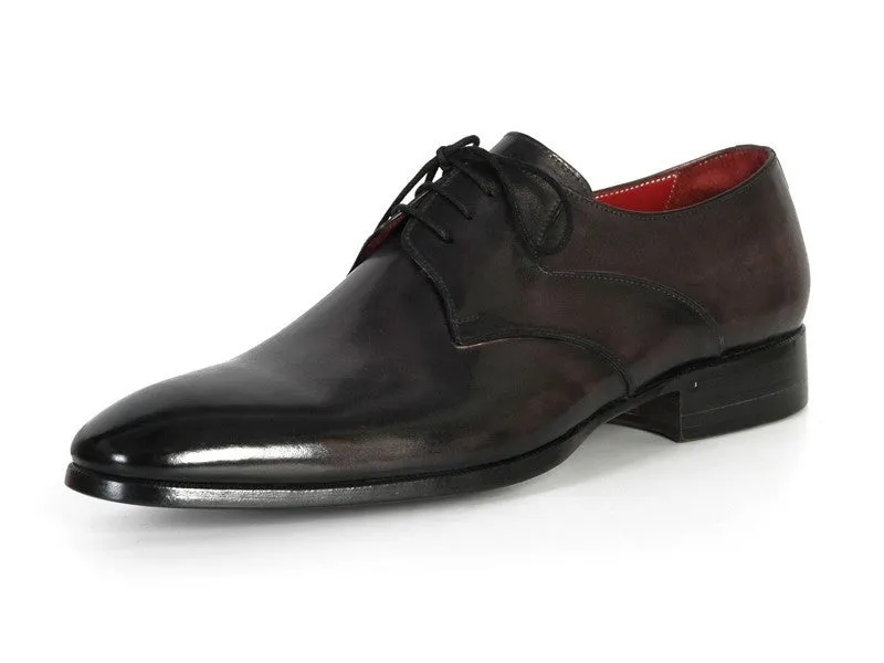 Paul Parkman Men's Black Hand-Painted Derby Shoes