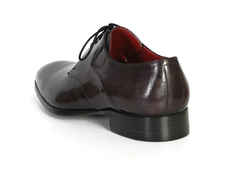 Paul Parkman Men's Black Hand-Painted Derby Shoes
