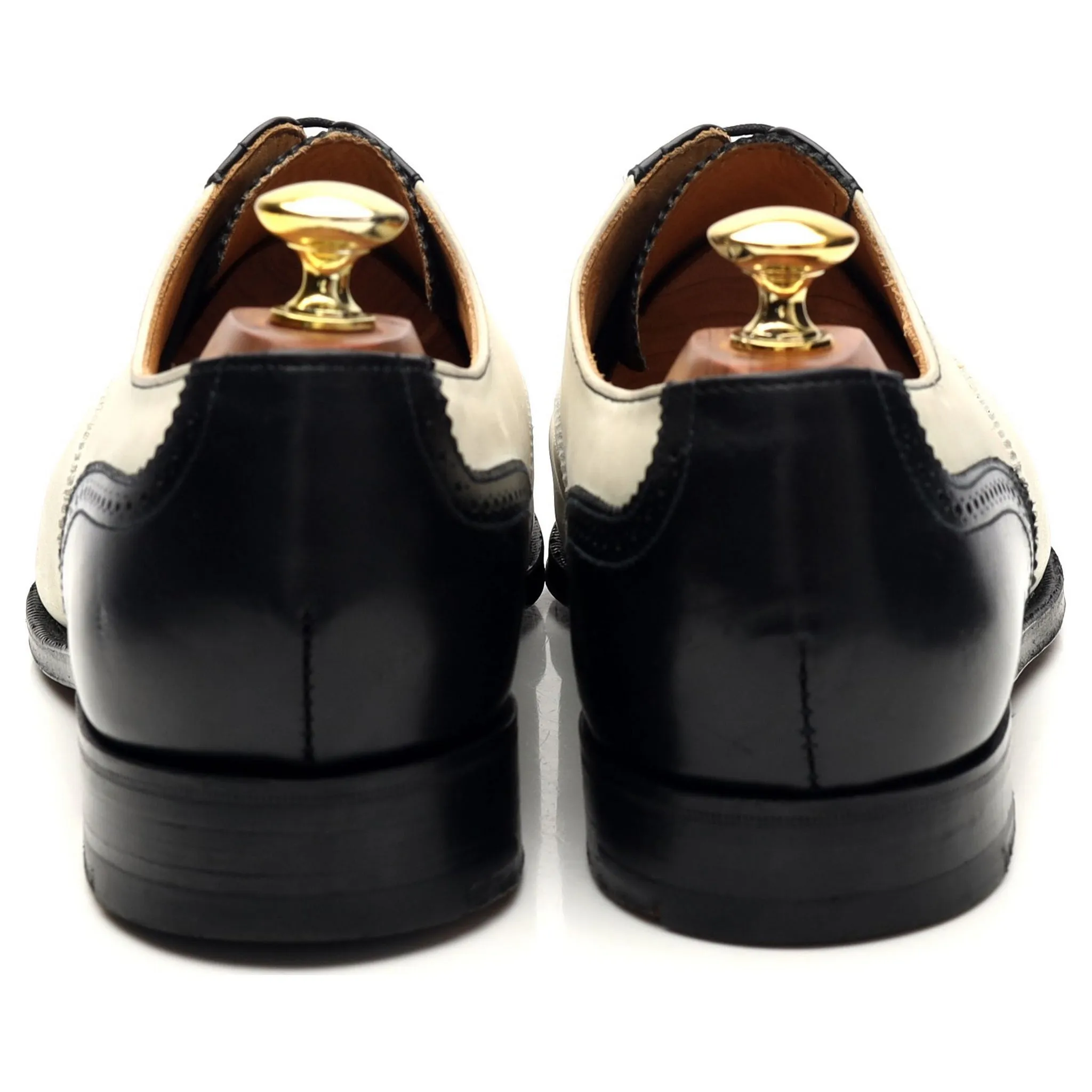 Peal & Co Black / White Leather Spectator Oxford Brogues UK 8 US 9 D