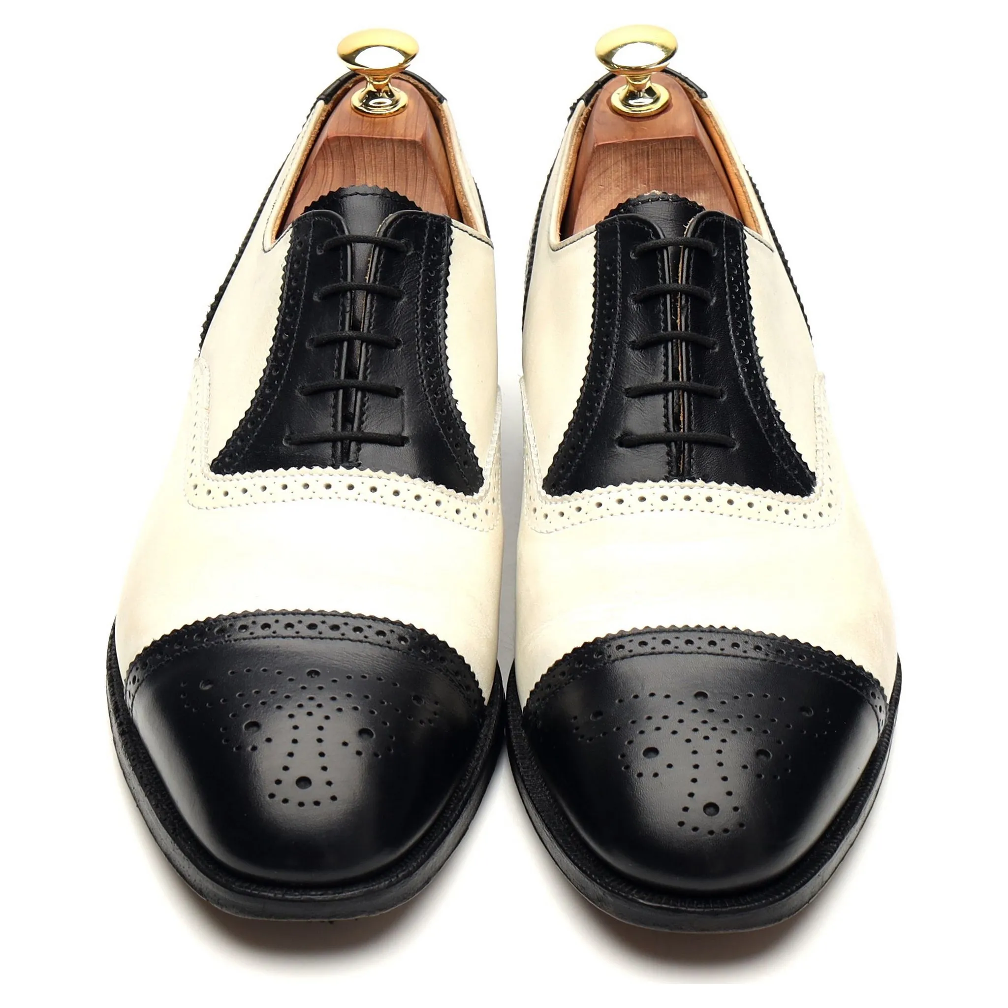 Peal & Co Black / White Leather Spectator Oxford Brogues UK 8 US 9 D