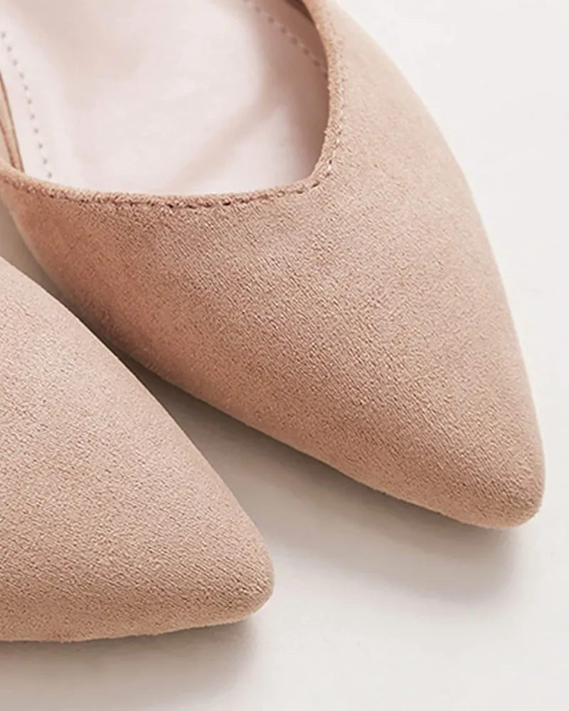 Pearl Buckle Pointed Toe Flat Loafers