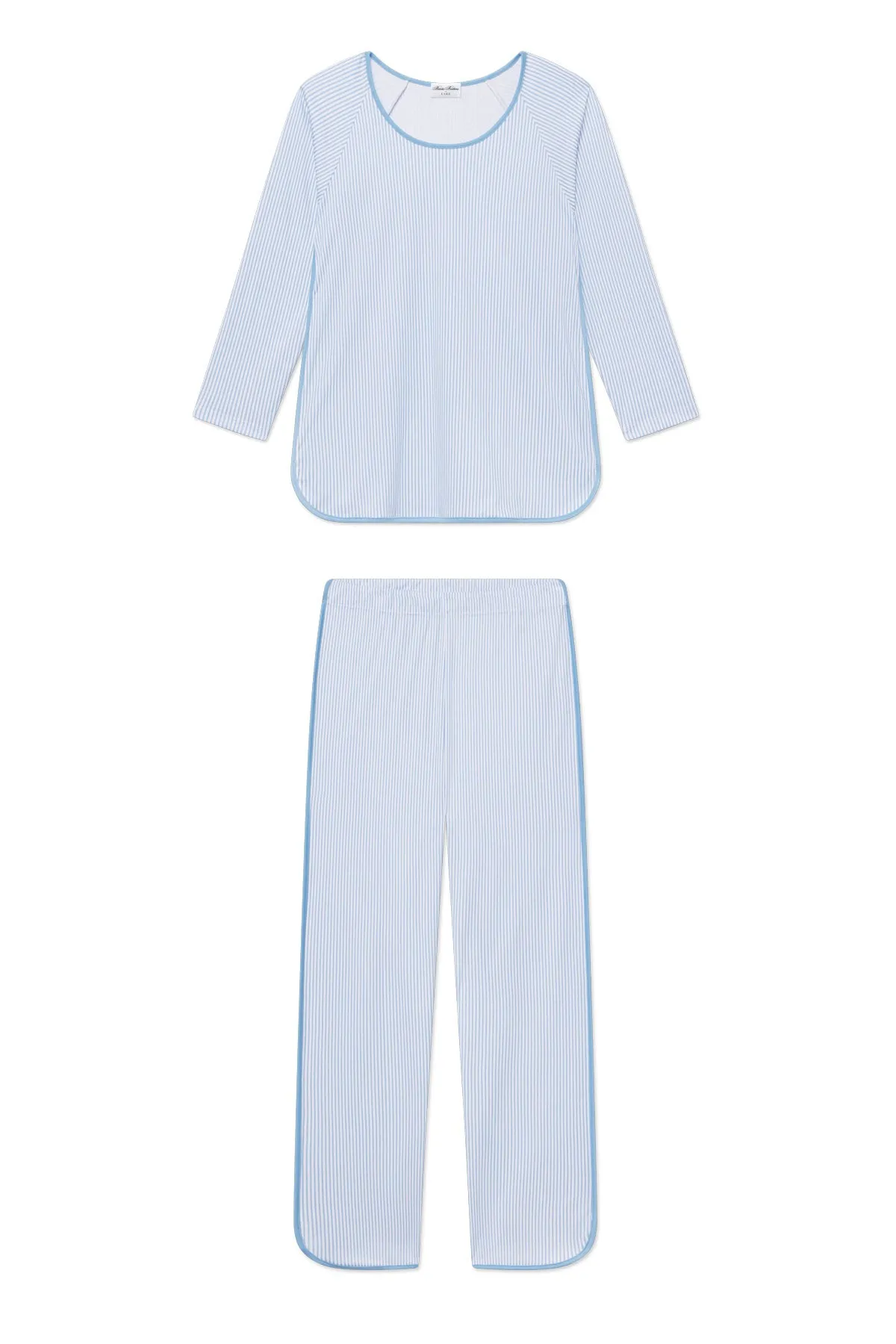 Pima Long-Long Set in Classic Blue Oxford Print