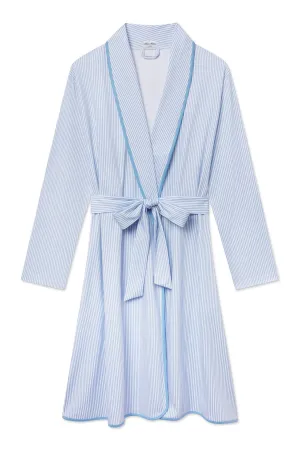 Pima Robe in Classic Blue Oxford Print