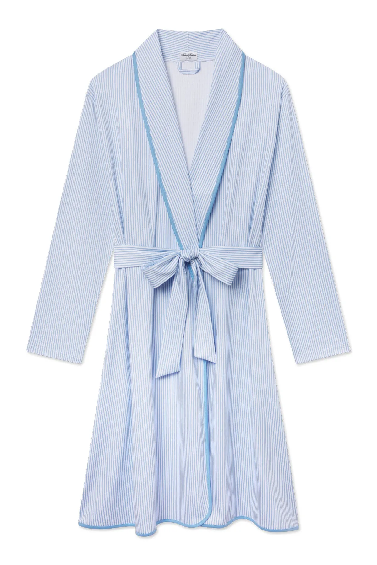 Pima Robe in Classic Blue Oxford Print