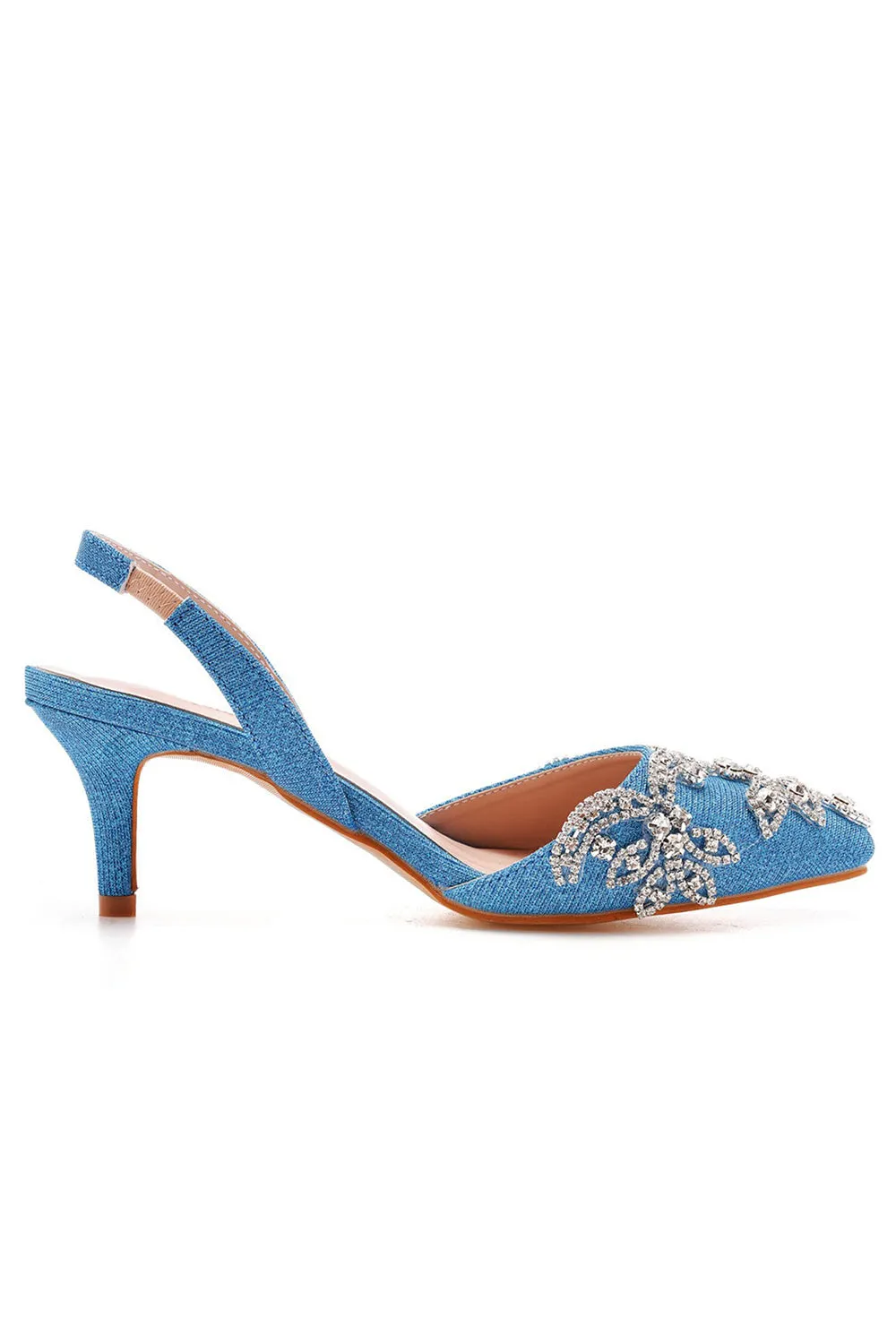 Pointed Toe rhinestone Glitter Slingback Pumps