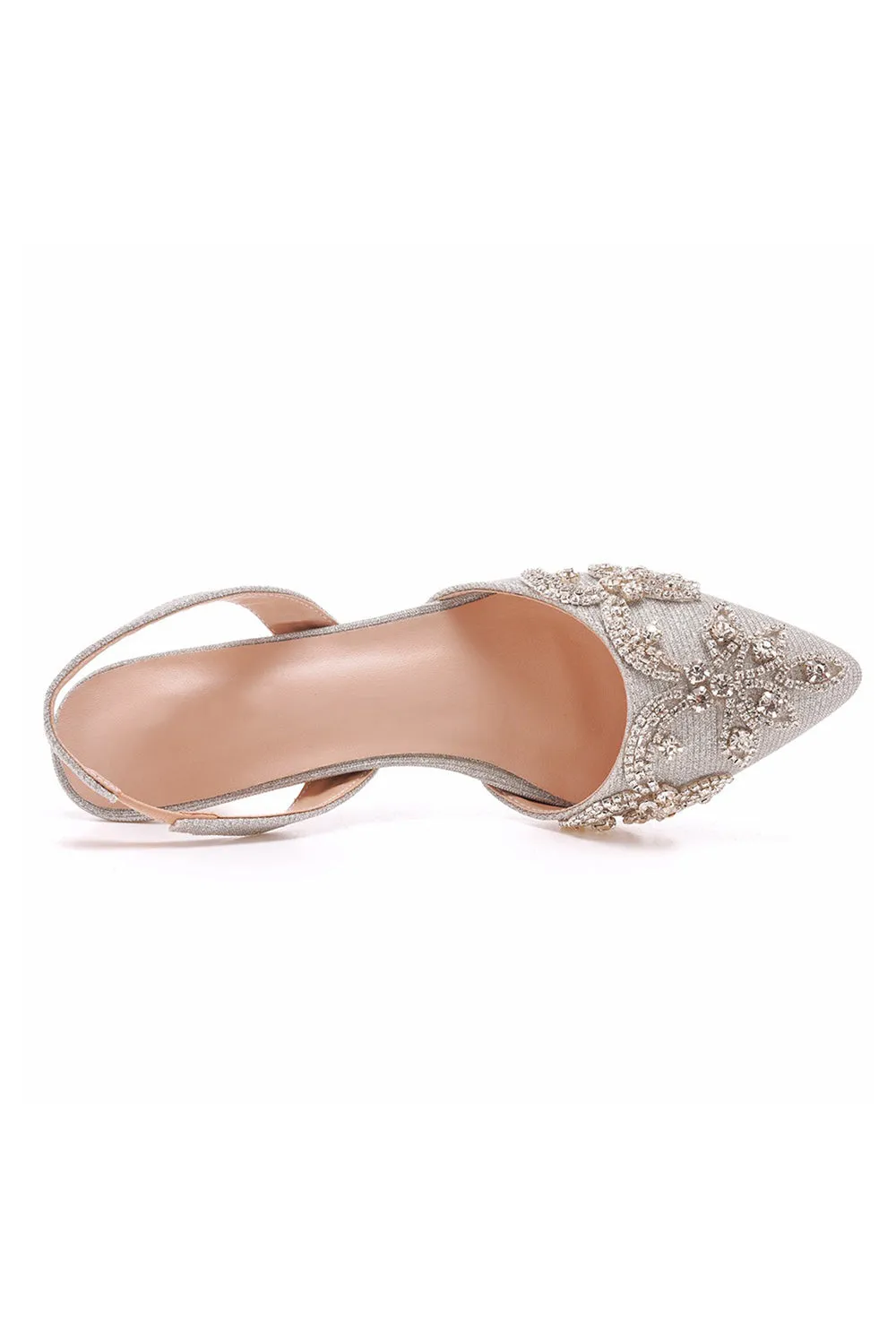 Pointed Toe rhinestone Glitter Slingback Pumps