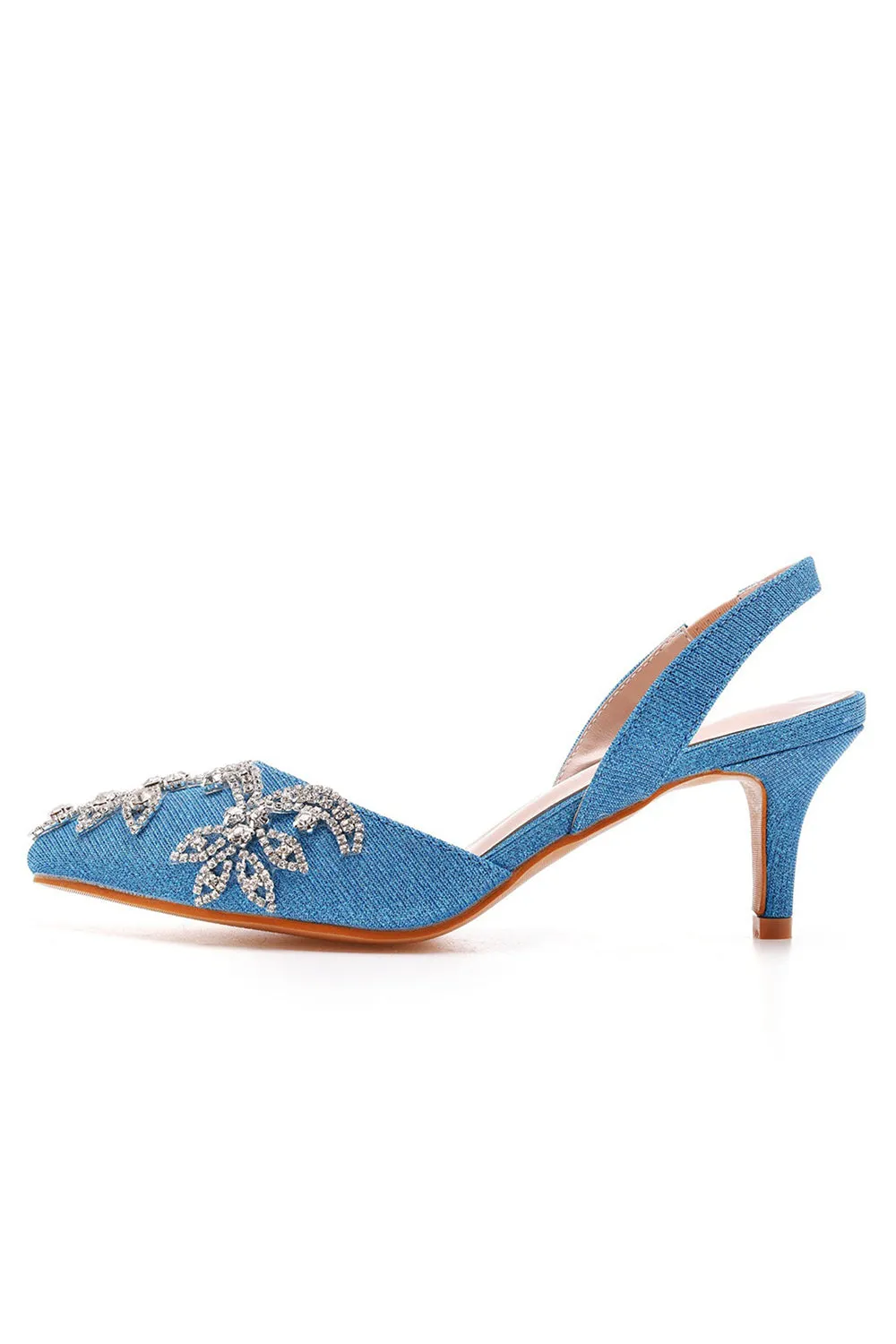 Pointed Toe rhinestone Glitter Slingback Pumps