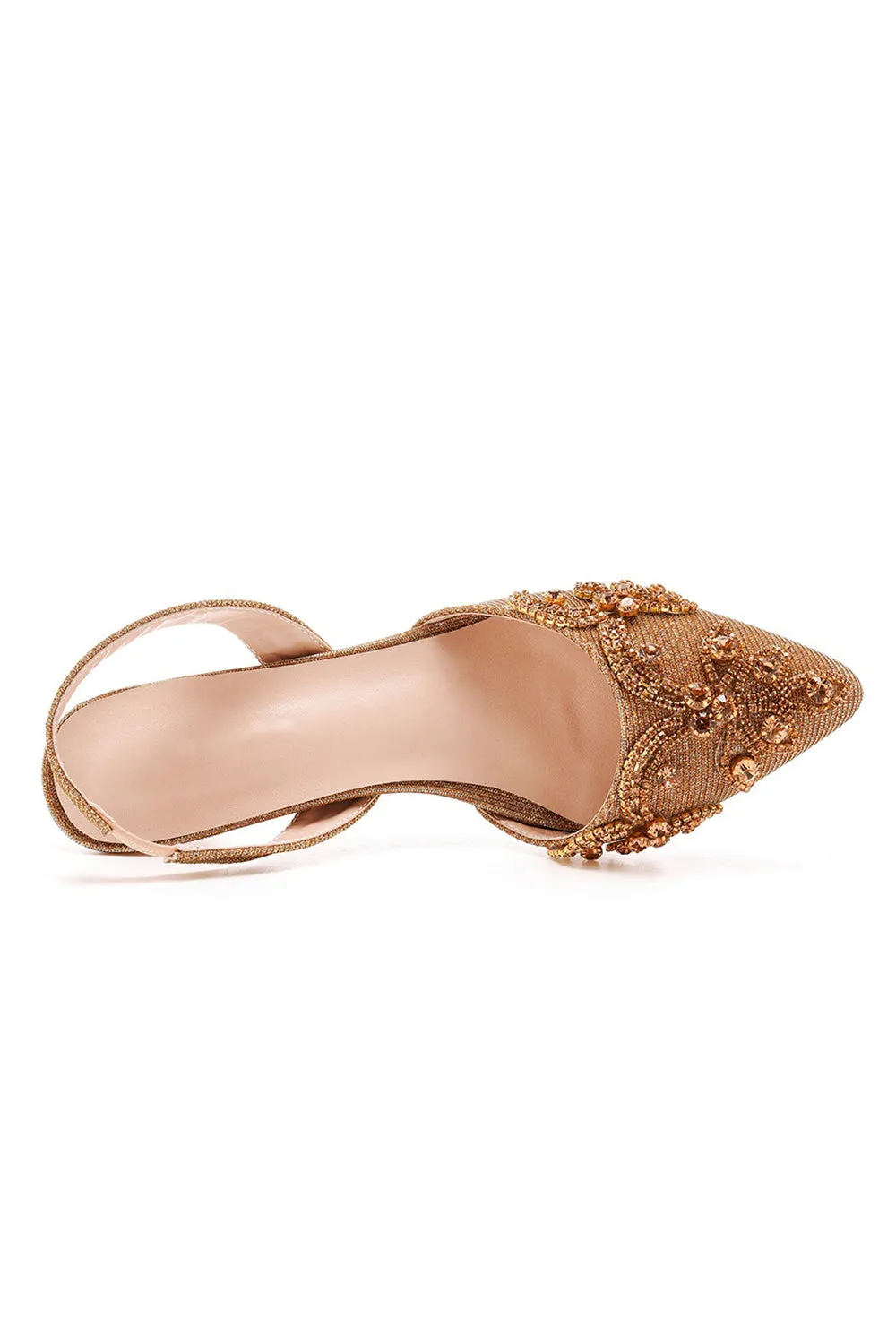 Pointed Toe rhinestone Glitter Slingback Pumps