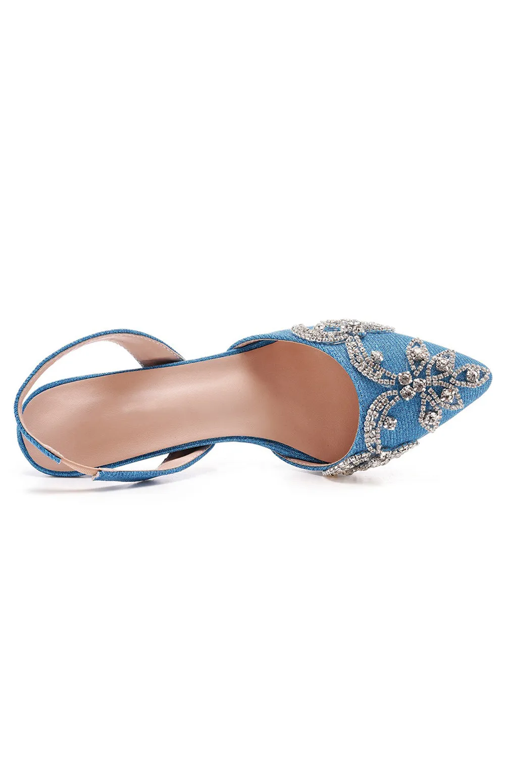 Pointed Toe rhinestone Glitter Slingback Pumps