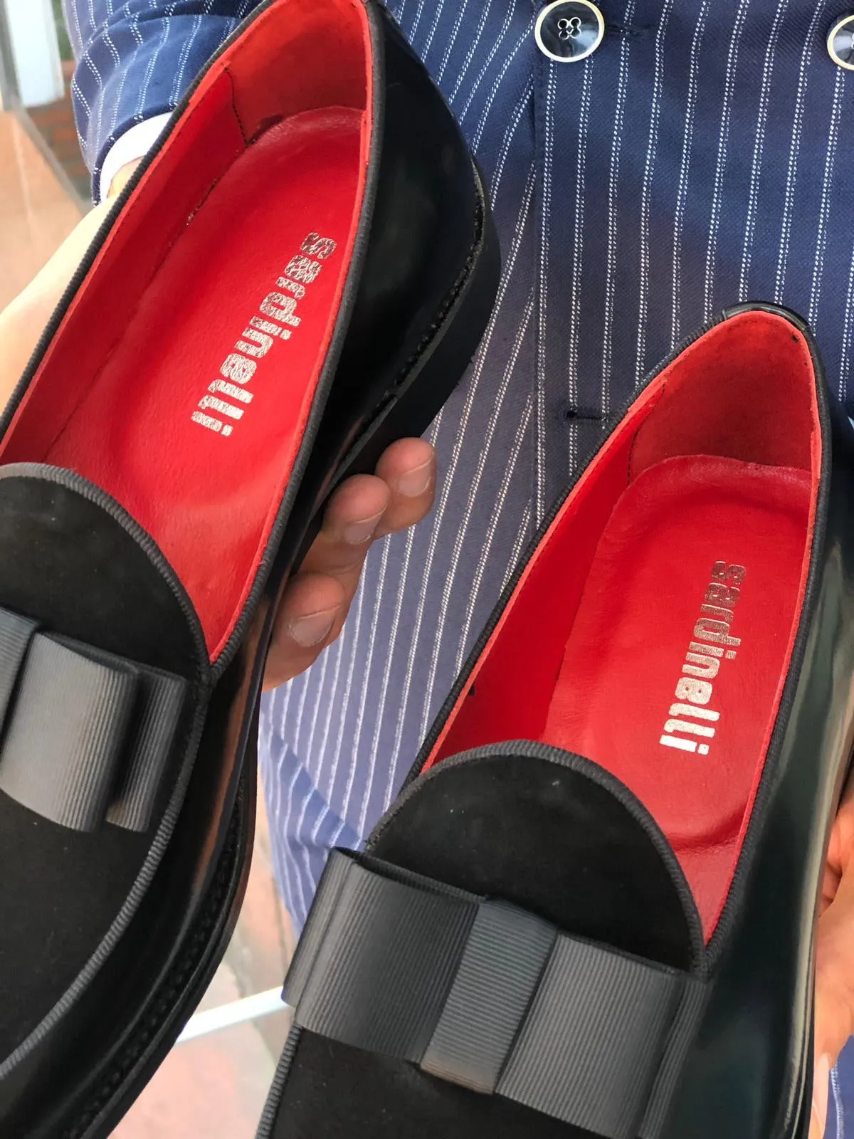 Polished Leather Sardinelli Loafers with Silk Bow