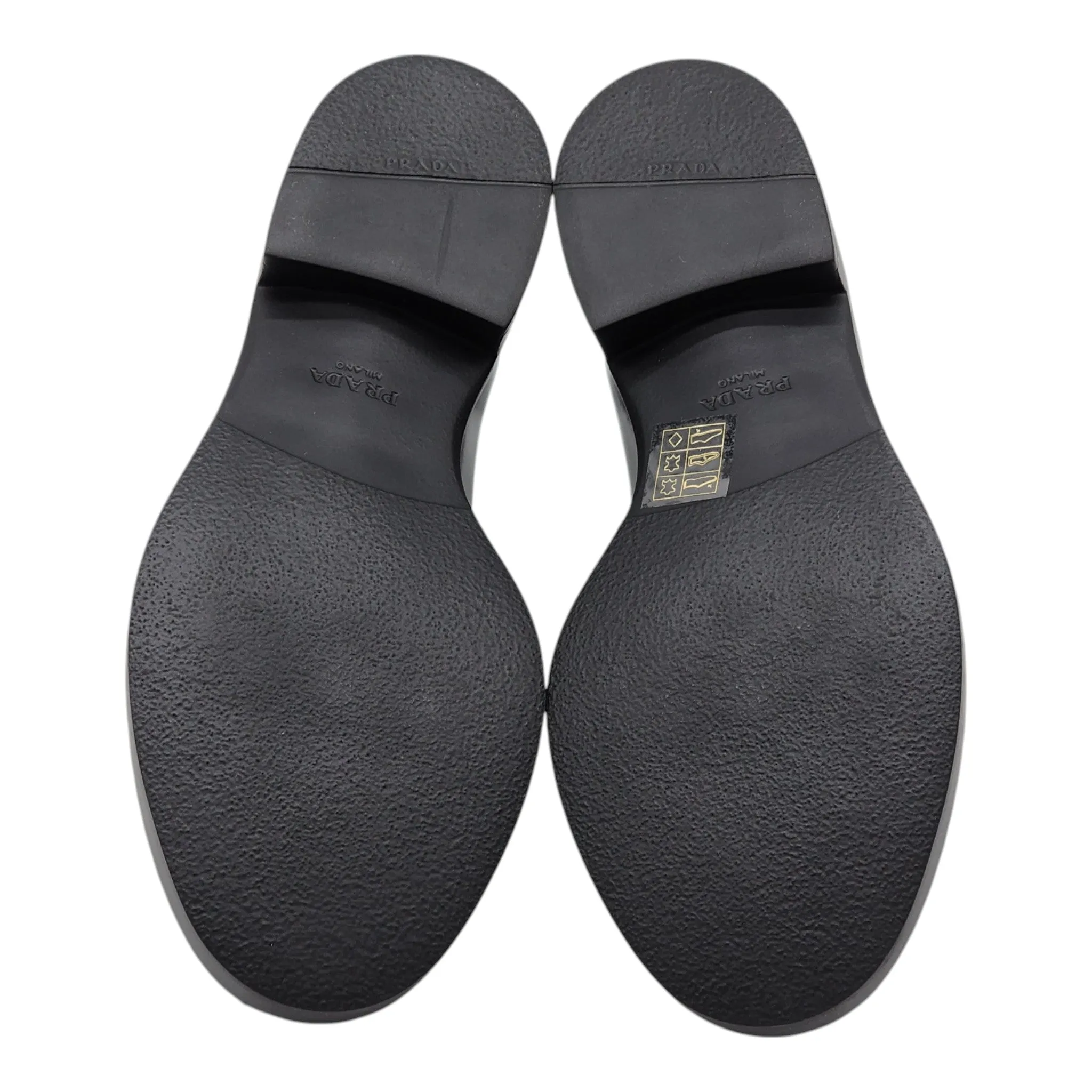 Prada Triangle Logo Lace-Up Shoes - Brushed Leather - Black 35