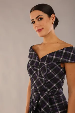 (PRE-ORDER) Montclair Tartan Off-Shoulder Midi Dress