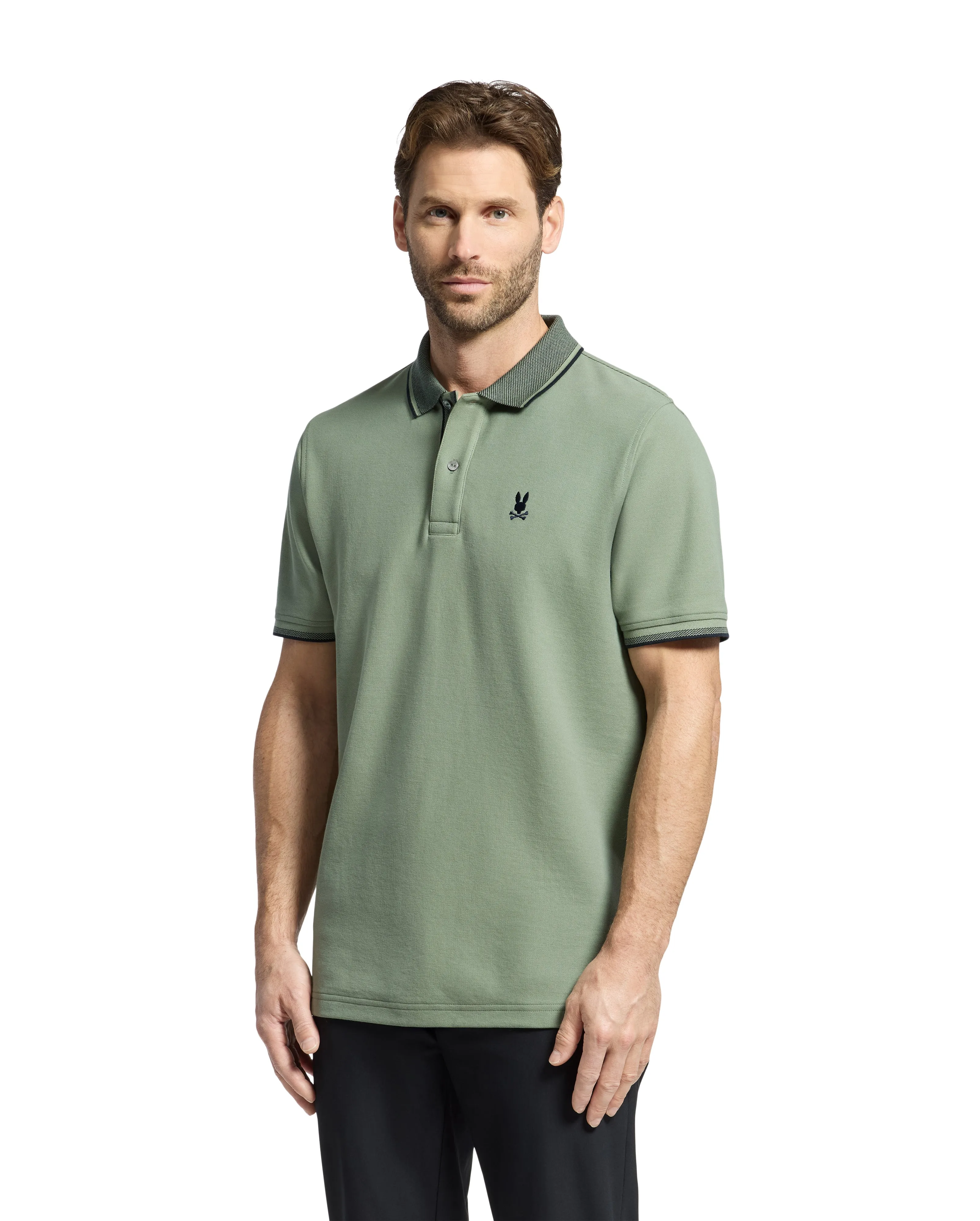 Psycho Bunny Men's Evandale Oxford Collar Polo - Sea Spray