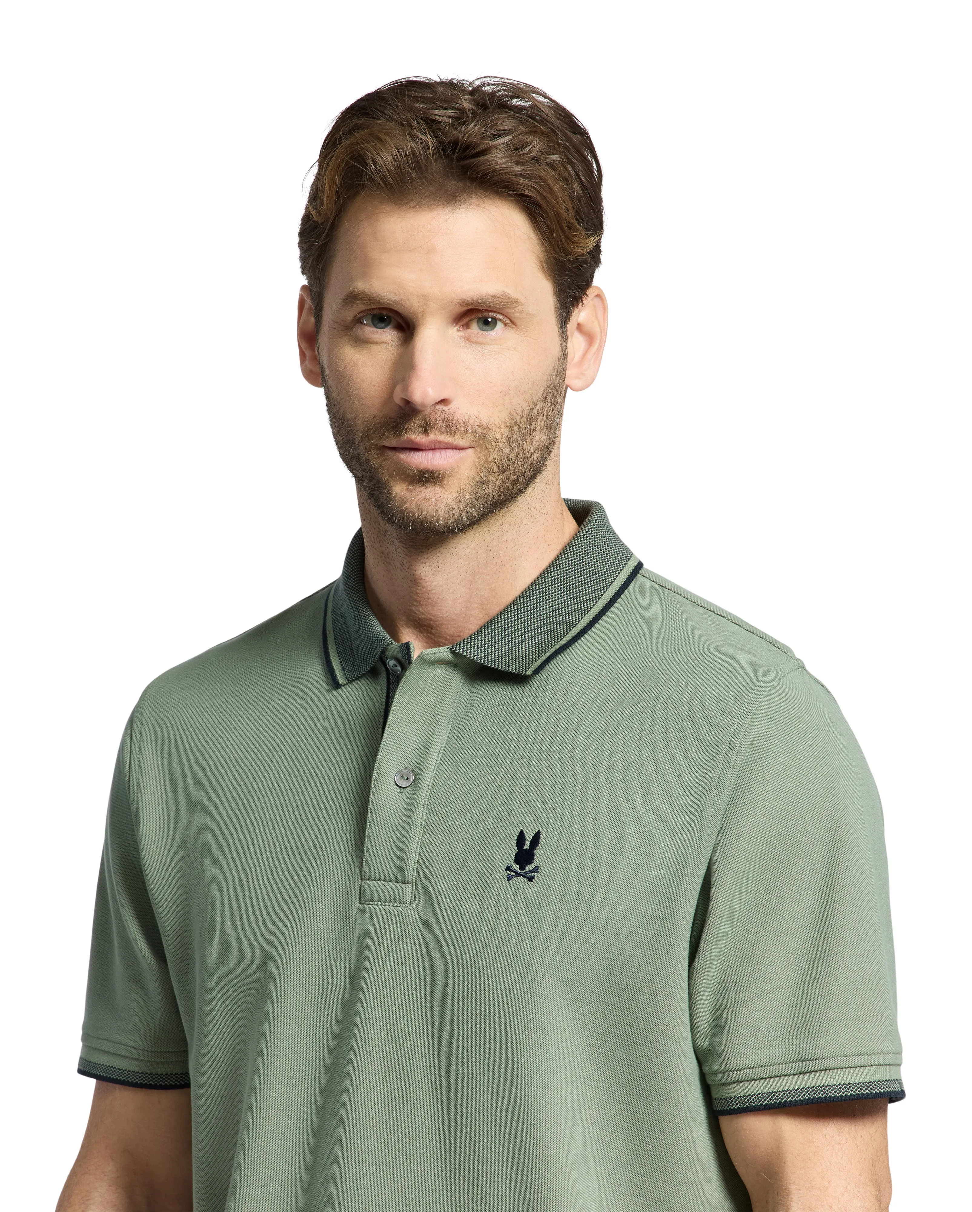 Psycho Bunny Men's Evandale Oxford Collar Polo - Sea Spray