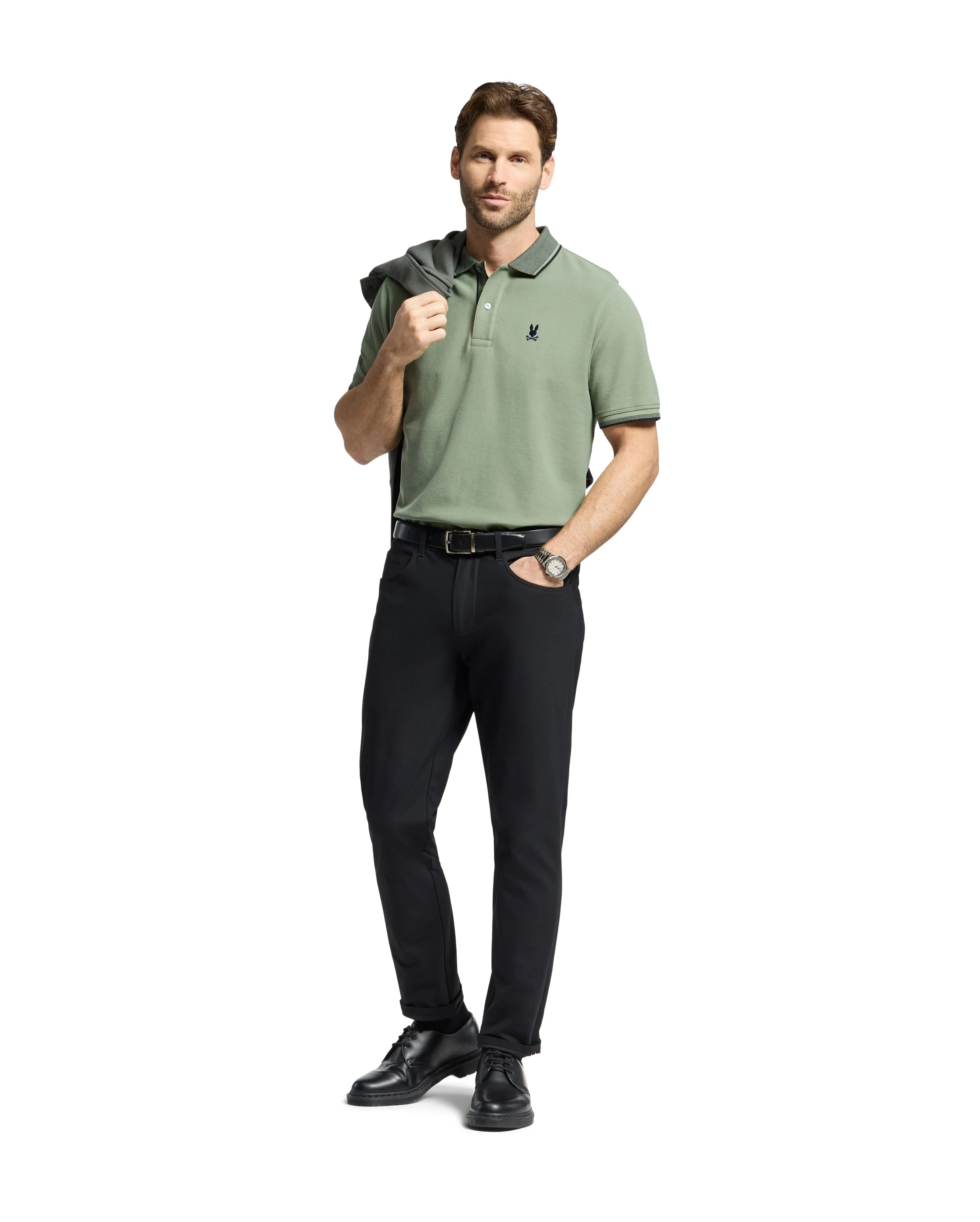 Psycho Bunny Men's Evandale Oxford Collar Polo - Sea Spray