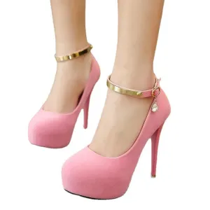 Pumps Shoes Woman Pumps Metal Ankle Strap Wedding Party