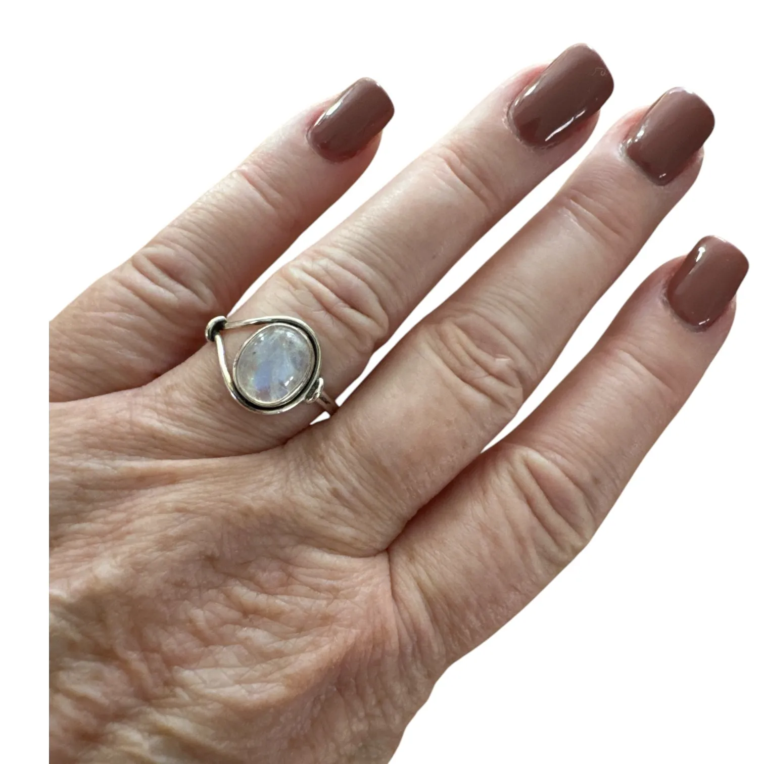 Rainbow Moonstone Solid 925 Sterling Silver Ring