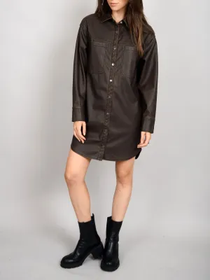 RD STYLE Distressed Faux Leather Shirt Dress