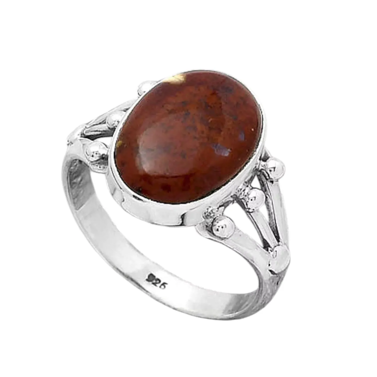 Red Moss Agate Solid 925 Sterling Silver Ring 9.5