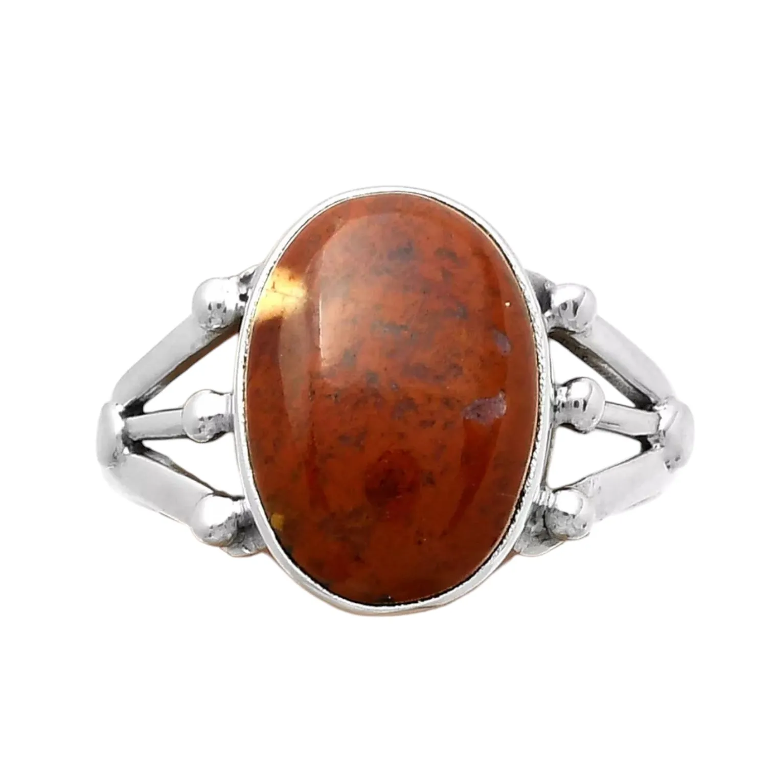 Red Moss Agate Solid 925 Sterling Silver Ring 9.5