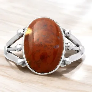 Red Moss Agate Solid 925 Sterling Silver Ring 9.5