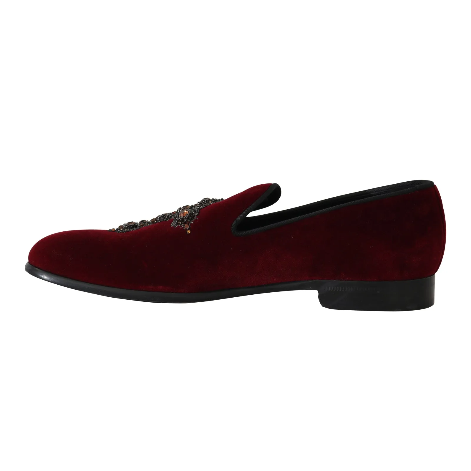 Red Velvet Crystal Cross Loafers Shoes