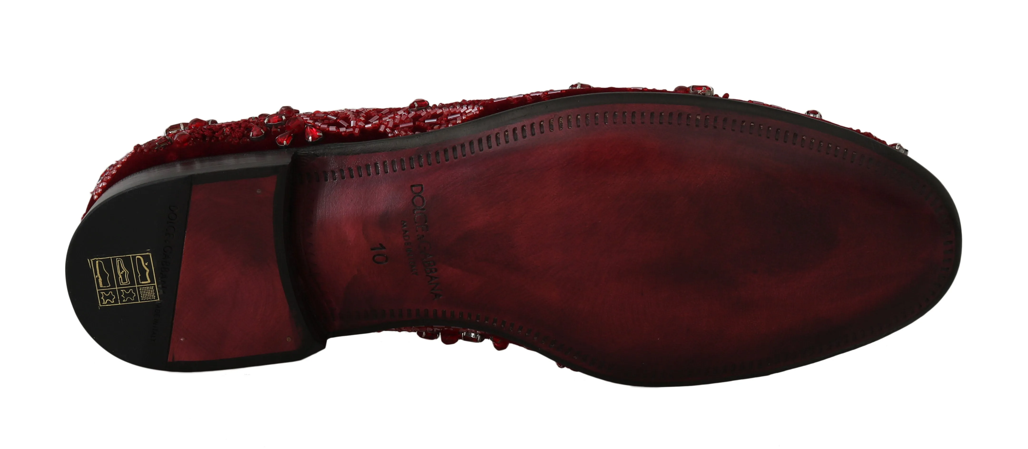 Red Velvet Crystal Sequined Loafers