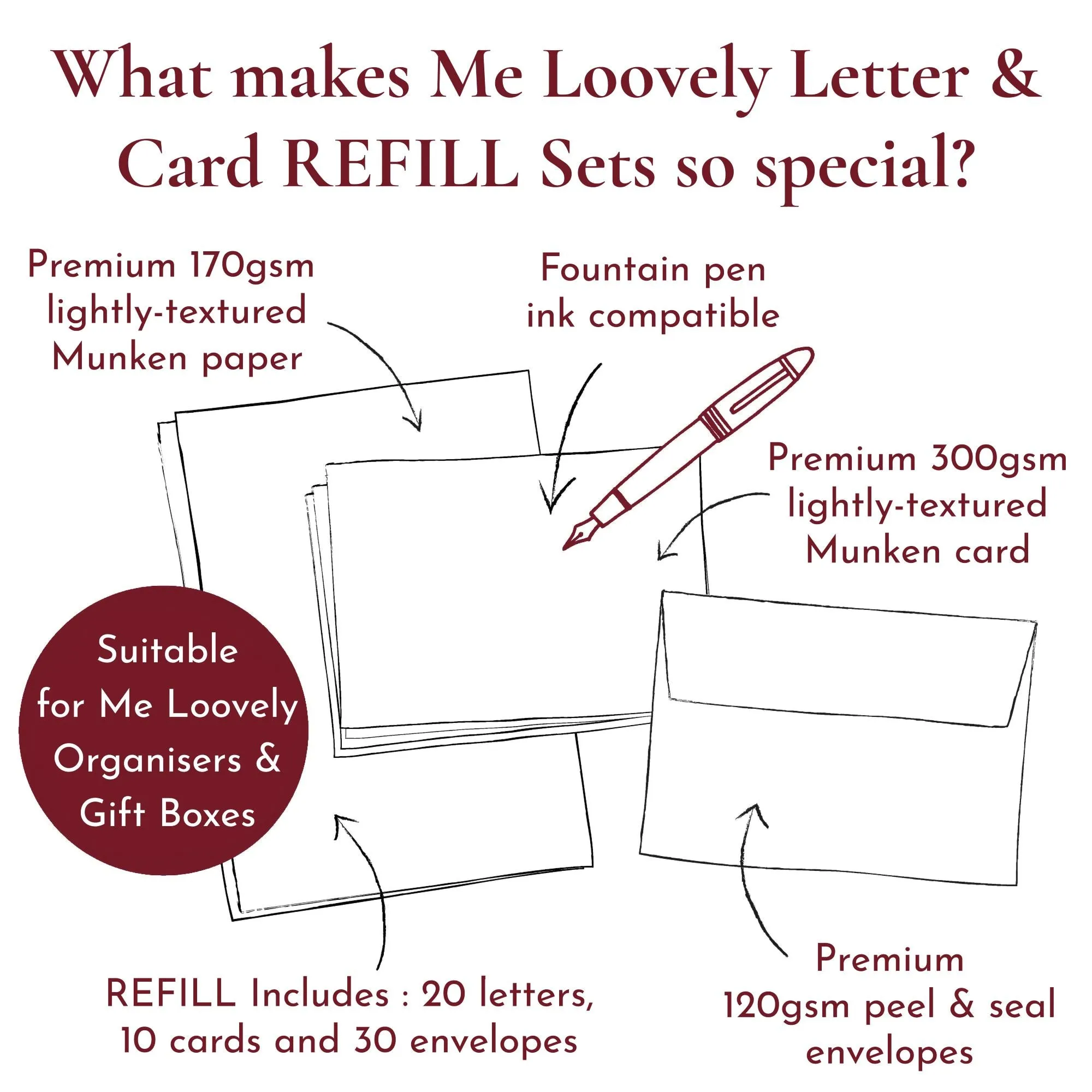 REFILL - Personalised Letter & Card Writing Stationery Gift Set - 'Oxford'