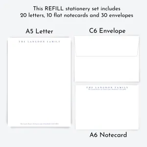 REFILL - Personalised Letter & Card Writing Stationery Gift Set - 'Oxford'
