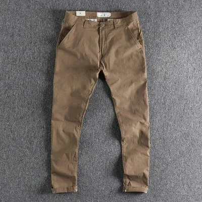 Retro Thin Woven Business Casual Pants: Fashionable, Simple, Slim Straight Trousers